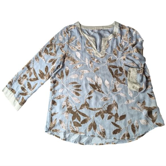 Nile (Swiss Brand) Silk Floral Burnout Velvet Grey Blue Size M - Picture 10 of 14